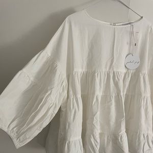 Petal and Pup tiered white top